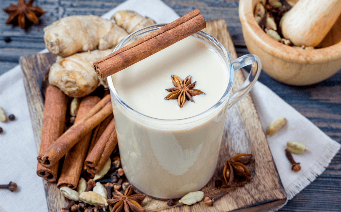 Kefir fat burning drink with ginger and cinnamon